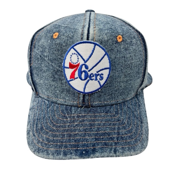 Vintage NBA Philadelphia Sixers Snapback Hat 90s Denim 76ers Basketball